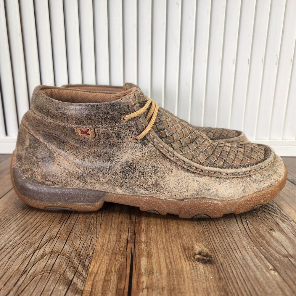 Twisted X Chukka Driving Moc Ankle Boots Mens Sz 9 Wide Bomber Tan Shoes MDM0033